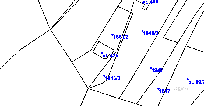 Parcela st. 425 v KÚ Mrákotín u Telče, Katastrální mapa