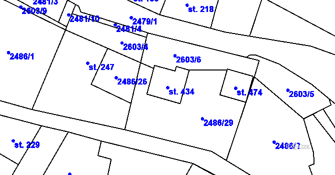 Parcela st. 434 v KÚ Mrákotín u Telče, Katastrální mapa