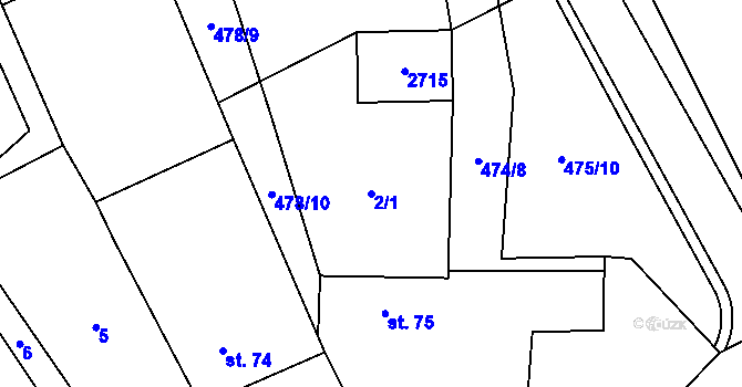 Parcela st. 2/1 v KÚ Mrákotín u Telče, Katastrální mapa