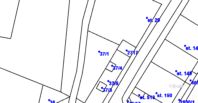 Parcela st. 37/1 v KÚ Mrákotín u Telče, Katastrální mapa