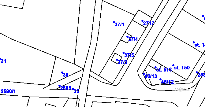 Parcela st. 37/2 v KÚ Mrákotín u Telče, Katastrální mapa