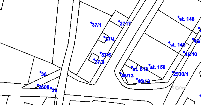 Parcela st. 37/5 v KÚ Mrákotín u Telče, Katastrální mapa