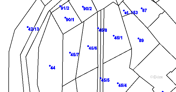 Parcela st. 45/6 v KÚ Mrákotín u Telče, Katastrální mapa