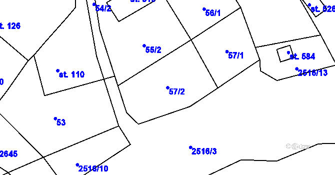 Parcela st. 57/2 v KÚ Mrákotín u Telče, Katastrální mapa