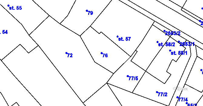 Parcela st. 76 v KÚ Mrákotín u Telče, Katastrální mapa