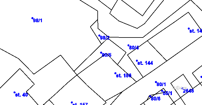Parcela st. 80/5 v KÚ Mrákotín u Telče, Katastrální mapa