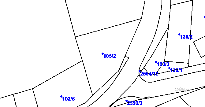Parcela st. 105/2 v KÚ Mrákotín u Telče, Katastrální mapa