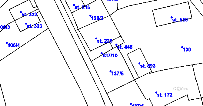 Parcela st. 137/10 v KÚ Mrákotín u Telče, Katastrální mapa