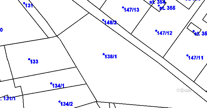 Parcela st. 138/1 v KÚ Mrákotín u Telče, Katastrální mapa