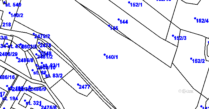 Parcela st. 140/1 v KÚ Mrákotín u Telče, Katastrální mapa