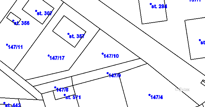 Parcela st. 147/10 v KÚ Mrákotín u Telče, Katastrální mapa