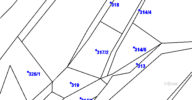 Parcela st. 317/2 v KÚ Mrákotín u Telče, Katastrální mapa