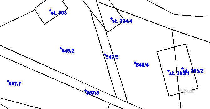 Parcela st. 547/5 v KÚ Mrákotín u Telče, Katastrální mapa