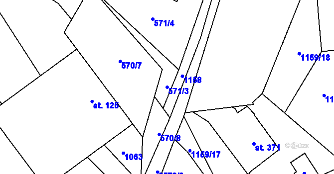 Parcela st. 571/3 v KÚ Mrákotín u Telče, Katastrální mapa