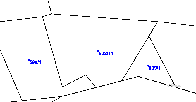 Parcela st. 632/11 v KÚ Mrákotín u Telče, Katastrální mapa