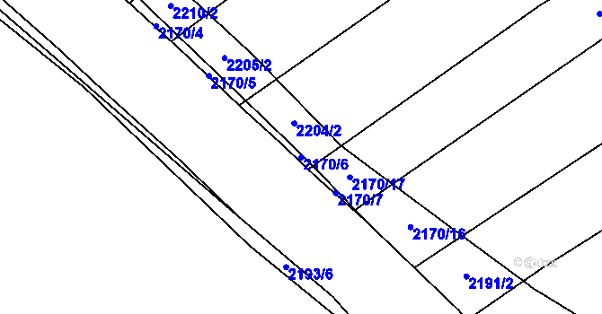Parcela st. 2170/6 v KÚ Mrákotín u Telče, Katastrální mapa