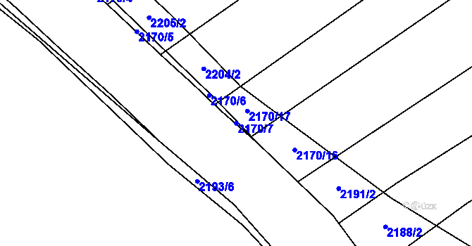 Parcela st. 2170/7 v KÚ Mrákotín u Telče, Katastrální mapa