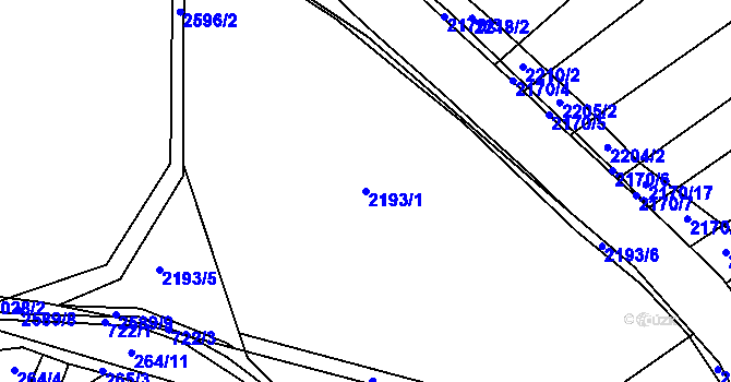 Parcela st. 2193/1 v KÚ Mrákotín u Telče, Katastrální mapa