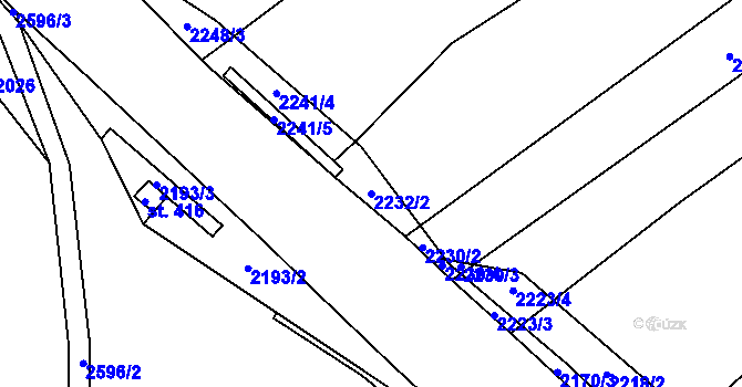 Parcela st. 2232/2 v KÚ Mrákotín u Telče, Katastrální mapa