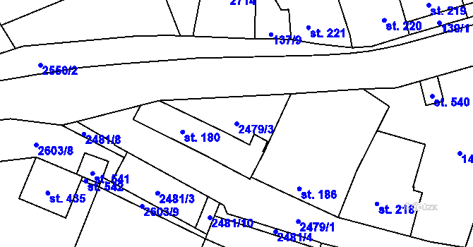 Parcela st. 2479/3 v KÚ Mrákotín u Telče, Katastrální mapa