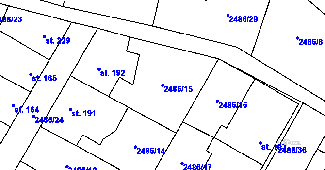 Parcela st. 2486/15 v KÚ Mrákotín u Telče, Katastrální mapa