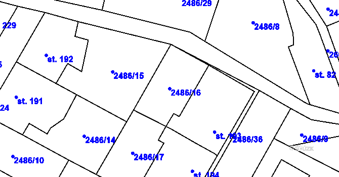 Parcela st. 2486/16 v KÚ Mrákotín u Telče, Katastrální mapa