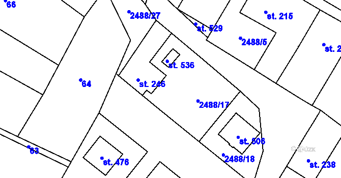 Parcela st. 2488/16 v KÚ Mrákotín u Telče, Katastrální mapa