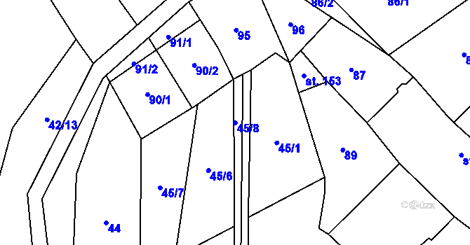 Parcela st. 45/8 v KÚ Mrákotín u Telče, Katastrální mapa