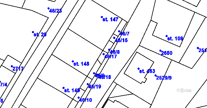 Parcela st. 46/17 v KÚ Mrákotín u Telče, Katastrální mapa