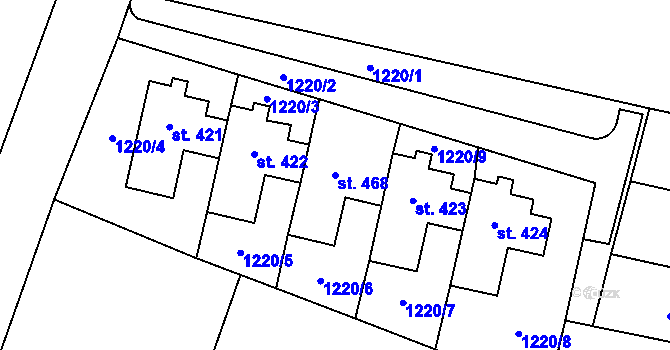 Parcela st. 468 v KÚ Mrákotín u Telče, Katastrální mapa