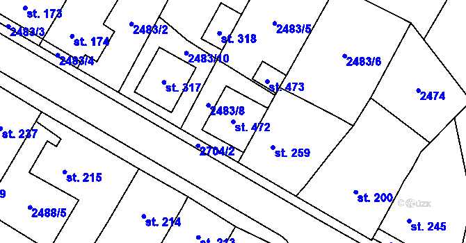 Parcela st. 472 v KÚ Mrákotín u Telče, Katastrální mapa