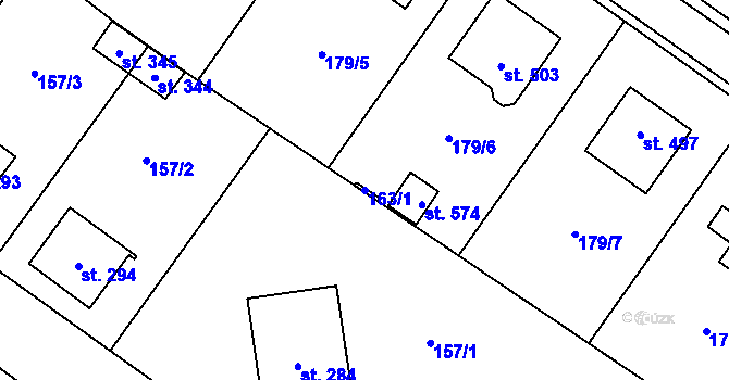 Parcela st. 163/1 v KÚ Mrákotín u Telče, Katastrální mapa