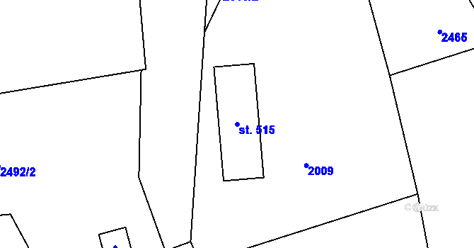 Parcela st. 515 v KÚ Mrákotín u Telče, Katastrální mapa