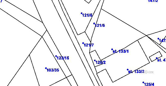 Parcela st. 121/7 v KÚ Mrákotín u Telče, Katastrální mapa