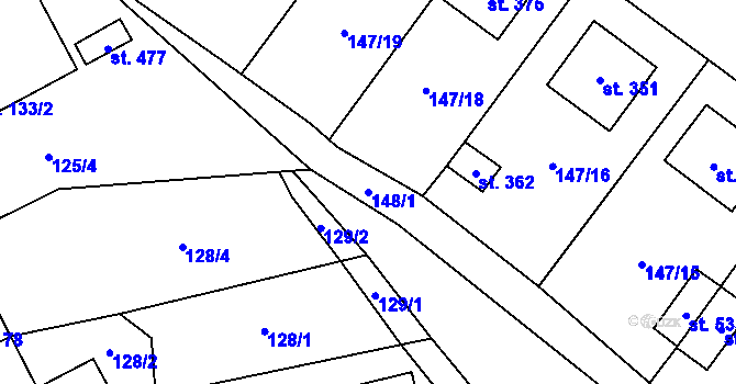 Parcela st. 148/1 v KÚ Mrákotín u Telče, Katastrální mapa