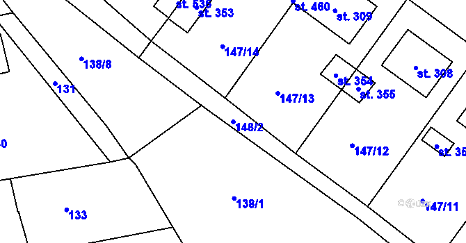 Parcela st. 148/2 v KÚ Mrákotín u Telče, Katastrální mapa