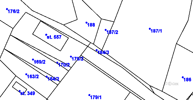 Parcela st. 184/3 v KÚ Mrákotín u Telče, Katastrální mapa