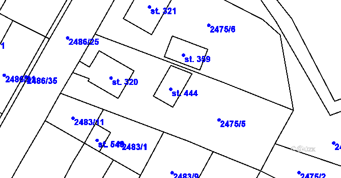 Parcela st. 444 v KÚ Mrákotín u Telče, Katastrální mapa