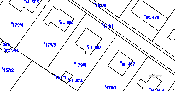 Parcela st. 503 v KÚ Mrákotín u Telče, Katastrální mapa