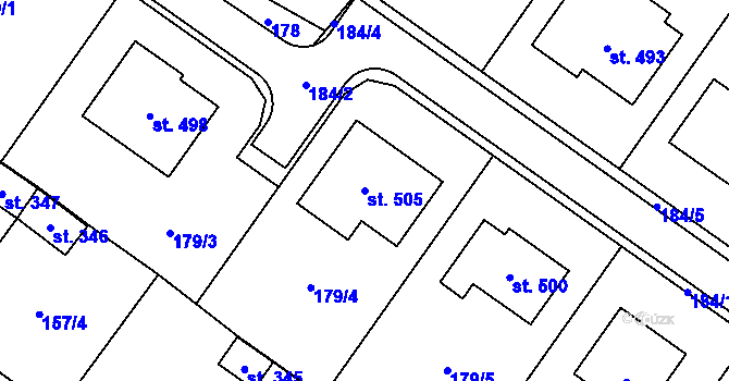Parcela st. 505 v KÚ Mrákotín u Telče, Katastrální mapa