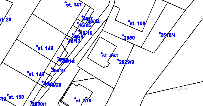 Parcela st. 463 v KÚ Mrákotín u Telče, Katastrální mapa