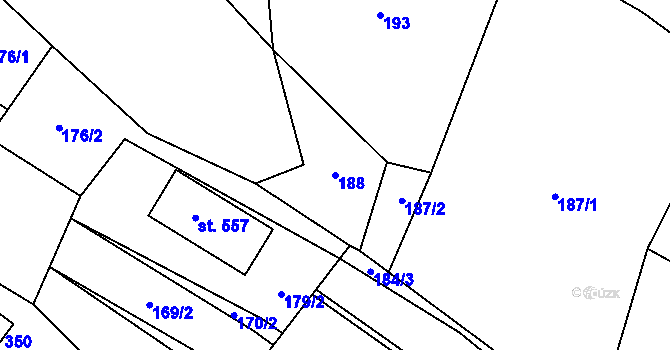 Parcela st. 188 v KÚ Mrákotín u Telče, Katastrální mapa