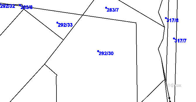 Parcela st. 292/30 v KÚ Mrákotín u Telče, Katastrální mapa