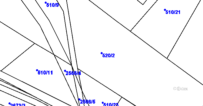 Parcela st. 520/2 v KÚ Mrákotín u Telče, Katastrální mapa