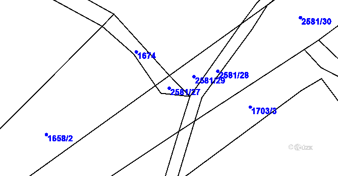 Parcela st. 2581/27 v KÚ Mrákotín u Telče, Katastrální mapa