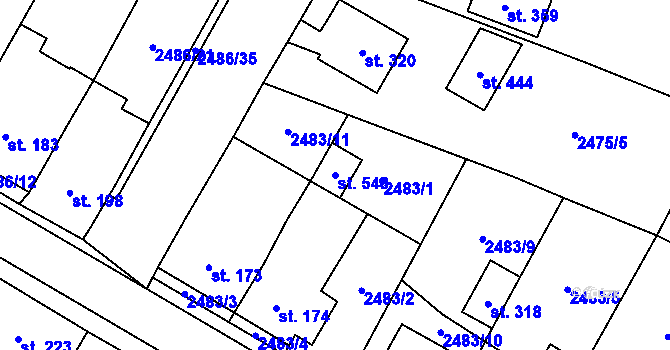 Parcela st. 548 v KÚ Mrákotín u Telče, Katastrální mapa