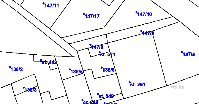 Parcela st. 571 v KÚ Mrákotín u Telče, Katastrální mapa