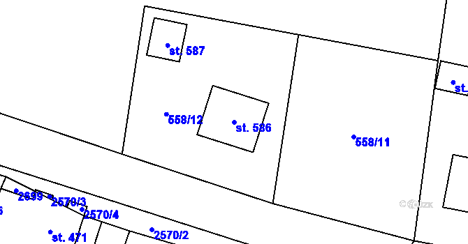 Parcela st. 586 v KÚ Mrákotín u Telče, Katastrální mapa
