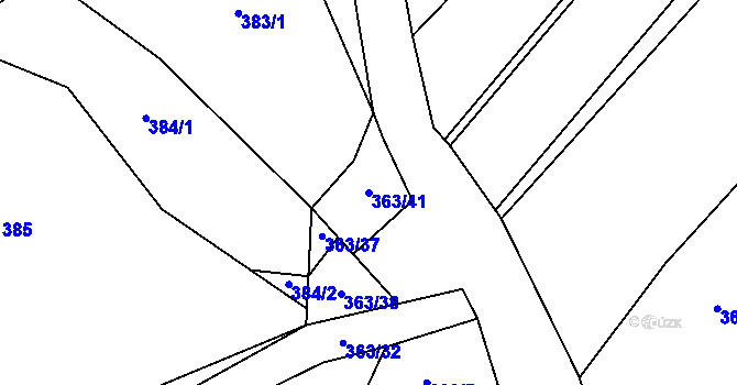 Parcela st. 363/41 v KÚ Mrákotín u Telče, Katastrální mapa