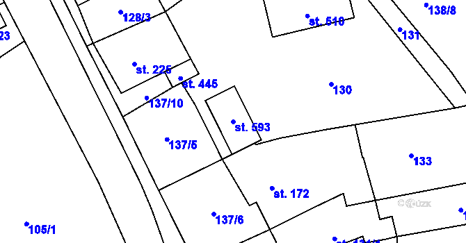 Parcela st. 593 v KÚ Mrákotín u Telče, Katastrální mapa